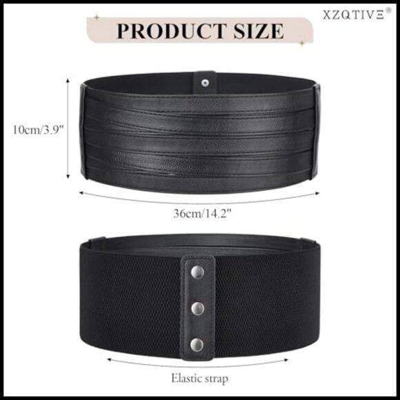 Wide Elastic Waist Belt Corset Style Faux Leather Stretchy Fashionable